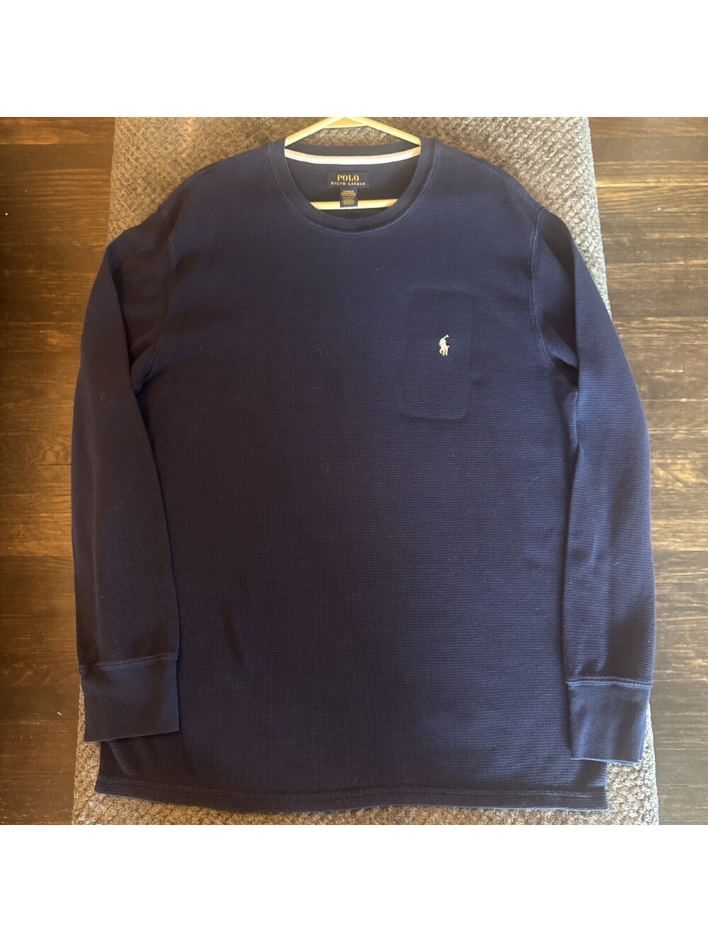 Polo Ralph Lauren Navy Waffle Knit Thermal Sleepwear Shirt Men’s XL